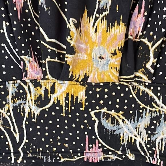 Free People Last Time Print Top In Black Combo Dramatic Bell Sleeve Size Small - Picture 9 of 12